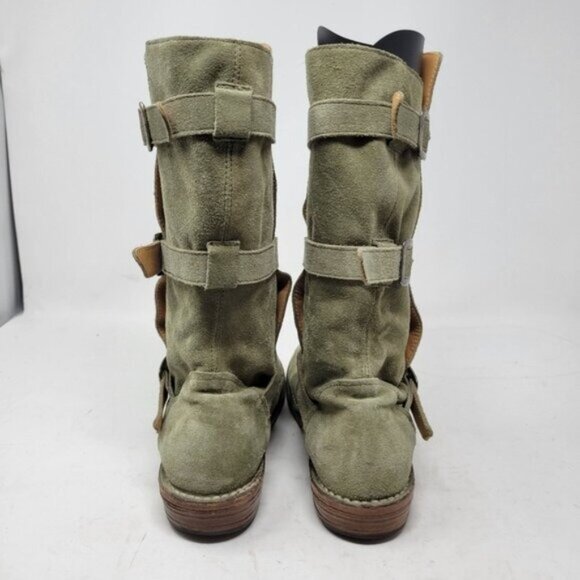 Fiorentini + Baker | Eternity Suede Leather Tall Moto Boots Olive Green - Picture 8 of 16